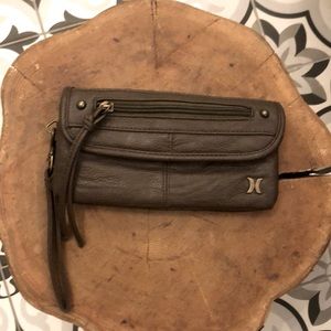 Hurley brown leather wristlet/wallet